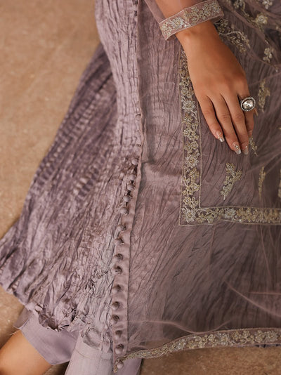 Ain | Sila Formals | CASPIAN-Brand:Ain-Type:Ladies Clothes-Soft Lilac-Net-House of Maryam- Buy in UK, USA
