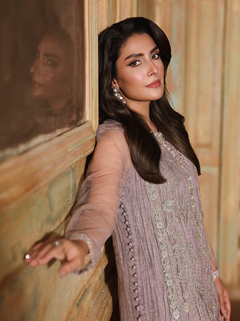 Ain | Sila Formals | CASPIAN-Brand:Ain-Type:Ladies Clothes-Soft Lilac-Net-House of Maryam- Buy in UK, USA