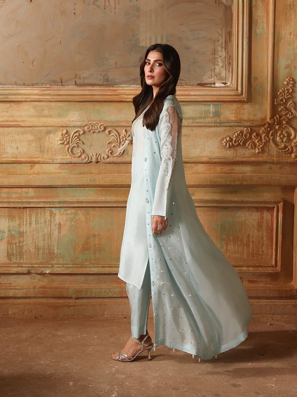 Ain | Sila Formals | HARMONY-Brand:Ain-Type:Ladies Clothes-Mint-Silk-House of Maryam- Buy in UK, USA