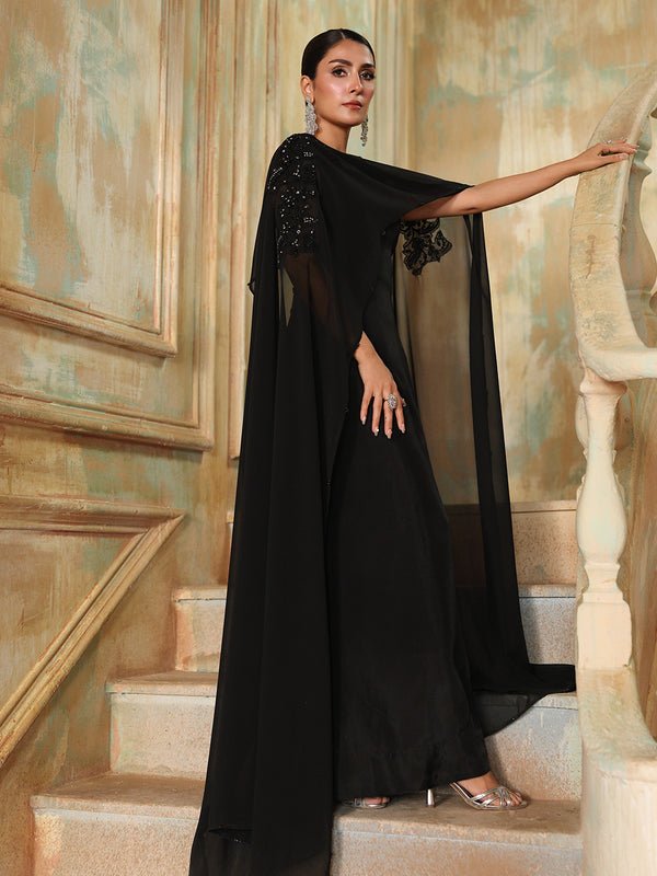 Ain | Sila Formals | ROME-Brand:Ain-Type:Ladies Clothes-Black-Chiffon-House of Maryam- Buy in UK, USA