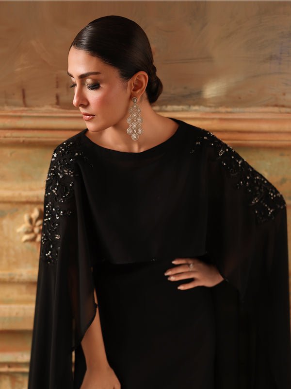 Ain | Sila Formals | ROME-Brand:Ain-Type:Ladies Clothes-Black-Chiffon-House of Maryam- Buy in UK, USA