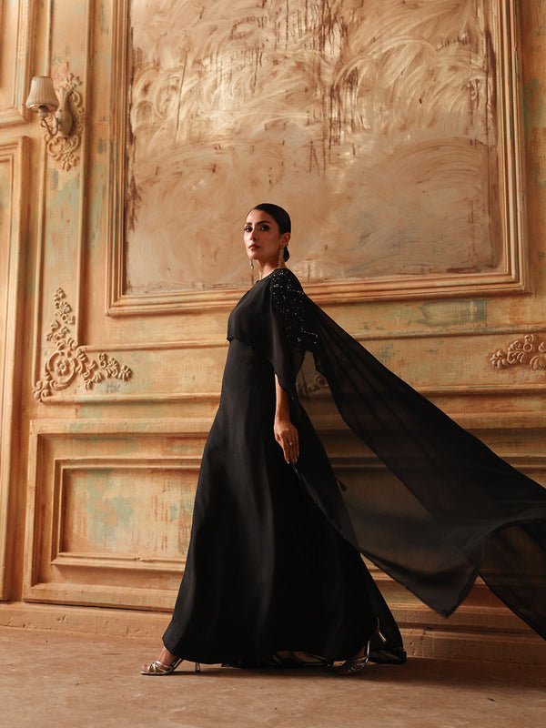 Ain | Sila Formals | ROME-Brand:Ain-Type:Ladies Clothes-Black-Chiffon-House of Maryam- Buy in UK, USA
