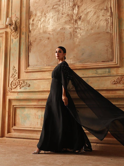 Ain | Sila Formals | ROME-Brand:Ain-Type:Ladies Clothes-Black-Chiffon-House of Maryam- Buy in UK, USA