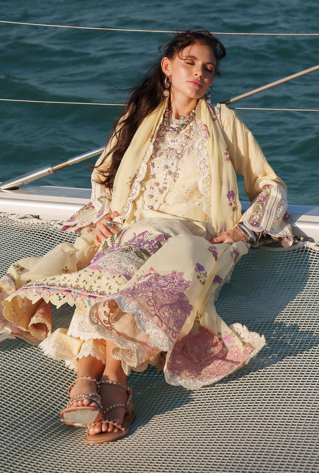 AJR Couture | Evara Luxury Lawn | Faria-Brand:AJR Couture-Type:Ladies Clothes-Ivory Gold-Lawn-House of Maryam- Buy in UK, USA