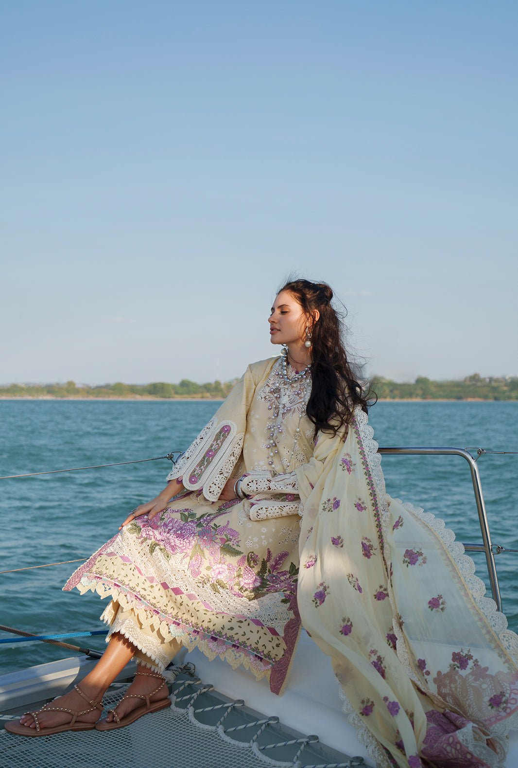 AJR Couture | Evara Luxury Lawn | Faria-Brand:AJR Couture-Type:Ladies Clothes-Ivory Gold-Lawn-House of Maryam- Buy in UK, USA