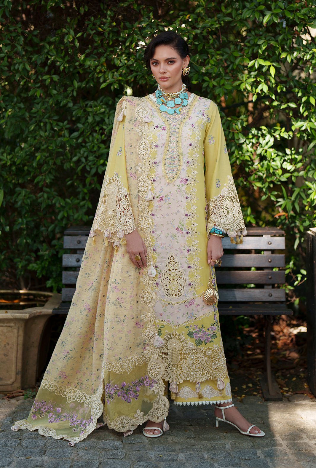 AJR Couture | Evara Luxury Lawn | Kaia-Brand:AJR Couture-Type:Ladies Clothes-Pastel Yellow-Lawn-House of Maryam- Buy in UK, USA