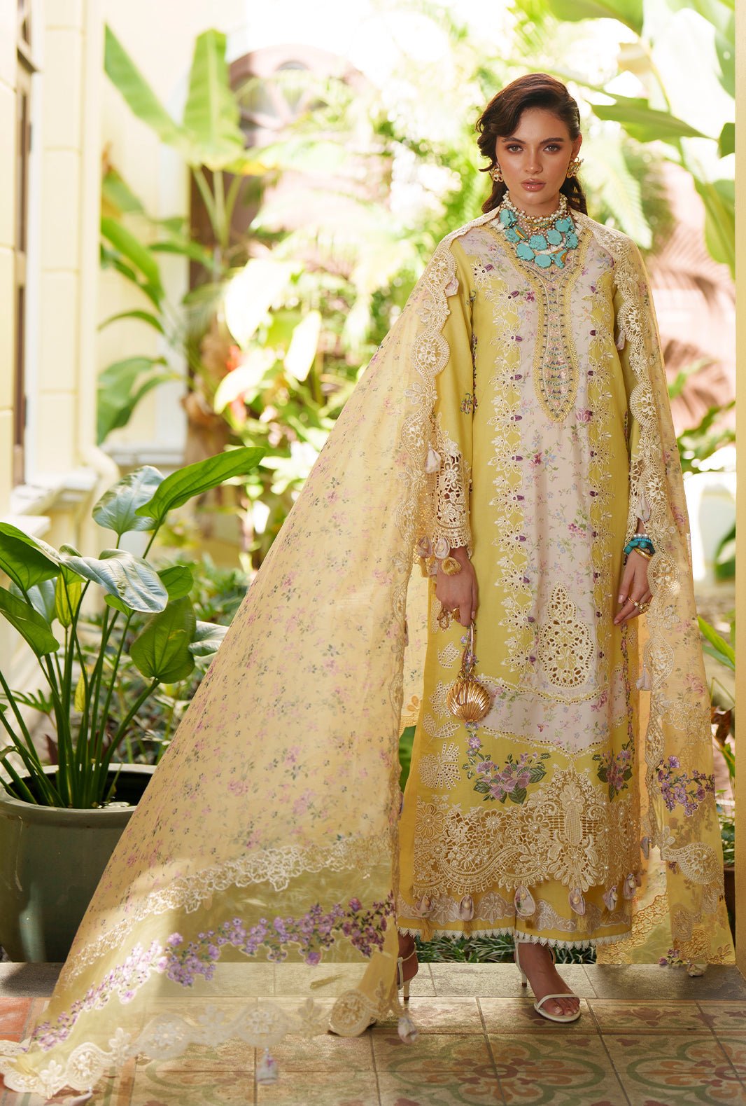 AJR Couture | Evara Luxury Lawn | Kaia-Brand:AJR Couture-Type:Ladies Clothes-Pastel Yellow-Lawn-House of Maryam- Buy in UK, USA