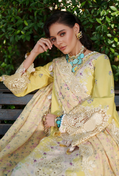 AJR Couture | Evara Luxury Lawn | Kaia-Brand:AJR Couture-Type:Ladies Clothes-Pastel Yellow-Lawn-House of Maryam- Buy in UK, USA