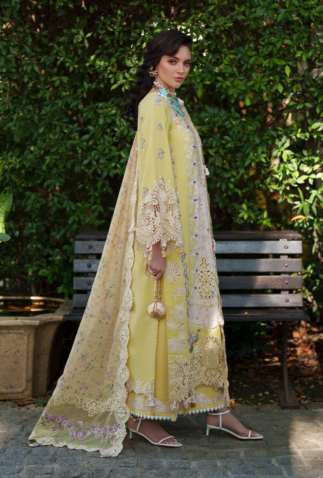 AJR Couture | Evara Luxury Lawn | Kaia-Brand:AJR Couture-Type:Ladies Clothes-Pastel Yellow-Lawn-House of Maryam- Buy in UK, USA