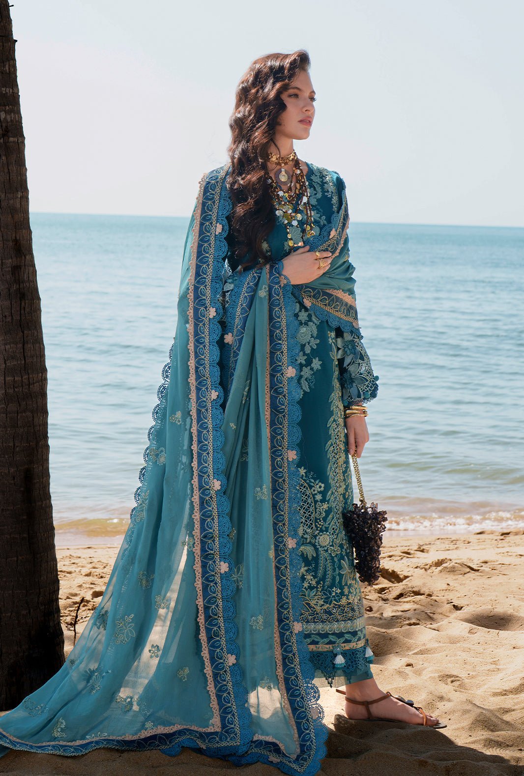 AJR Couture | Evara Luxury Lawn | Maela-Brand:AJR Couture-Type:Ladies Clothes-Dark Teal Green-Lawn-House of Maryam- Buy in UK, USA