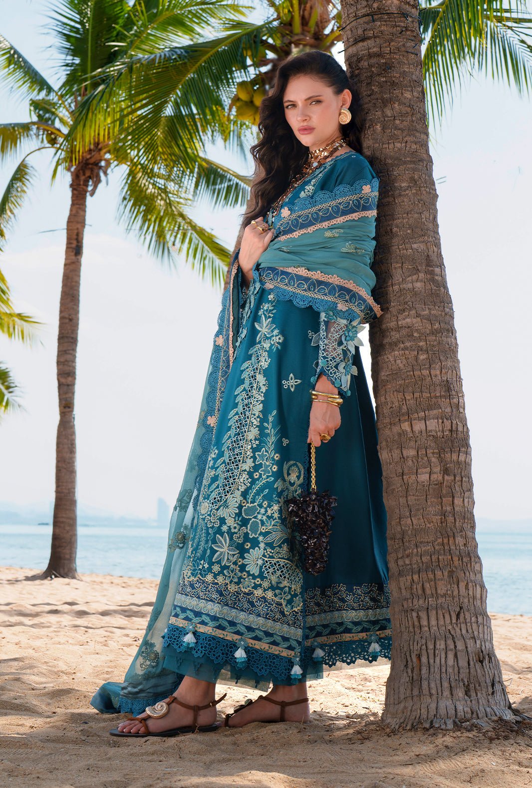 AJR Couture | Evara Luxury Lawn | Maela-Brand:AJR Couture-Type:Ladies Clothes-Dark Teal Green-Lawn-House of Maryam- Buy in UK, USA