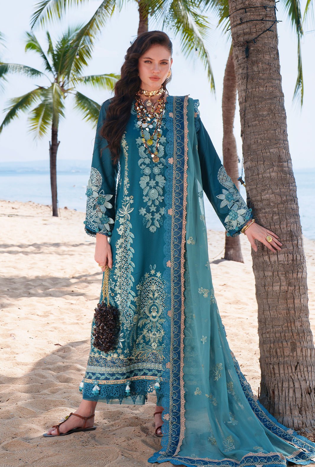 AJR Couture | Evara Luxury Lawn | Maela-Brand:AJR Couture-Type:Ladies Clothes-Dark Teal Green-Lawn-House of Maryam- Buy in UK, USA