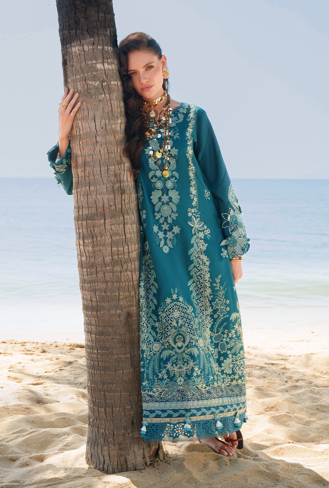 AJR Couture | Evara Luxury Lawn | Maela-Brand:AJR Couture-Type:Ladies Clothes-Dark Teal Green-Lawn-House of Maryam- Buy in UK, USA
