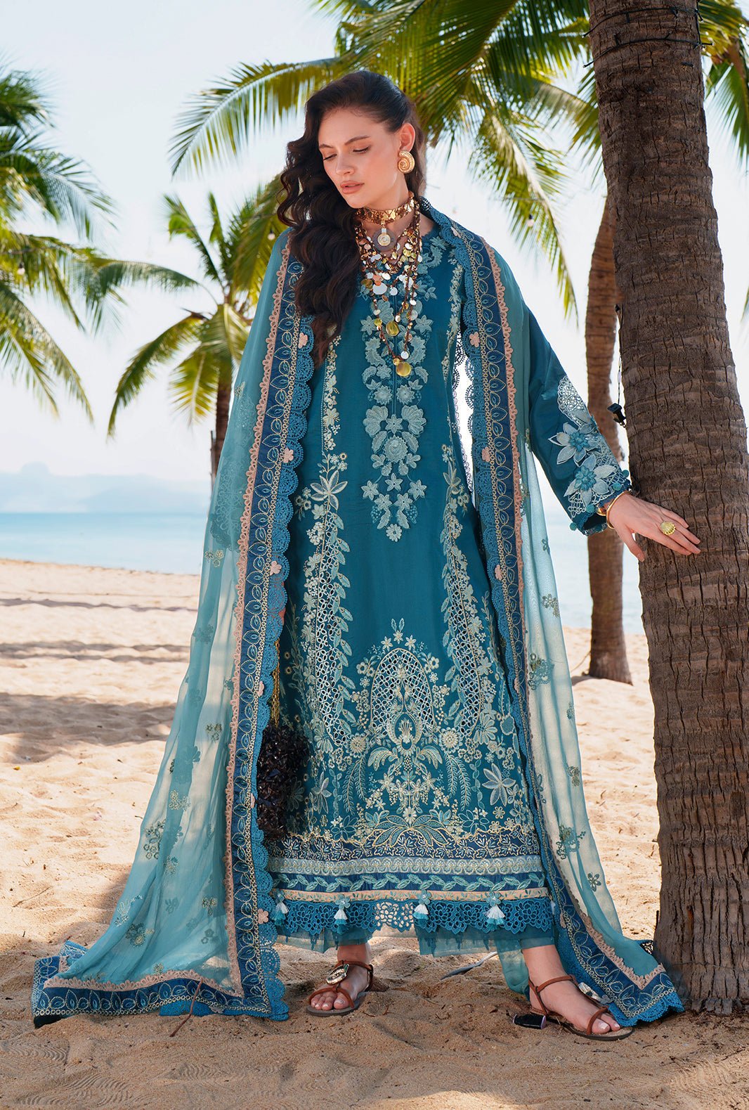 AJR Couture | Evara Luxury Lawn | Maela-Brand:AJR Couture-Type:Ladies Clothes-Dark Teal Green-Lawn-House of Maryam- Buy in UK, USA