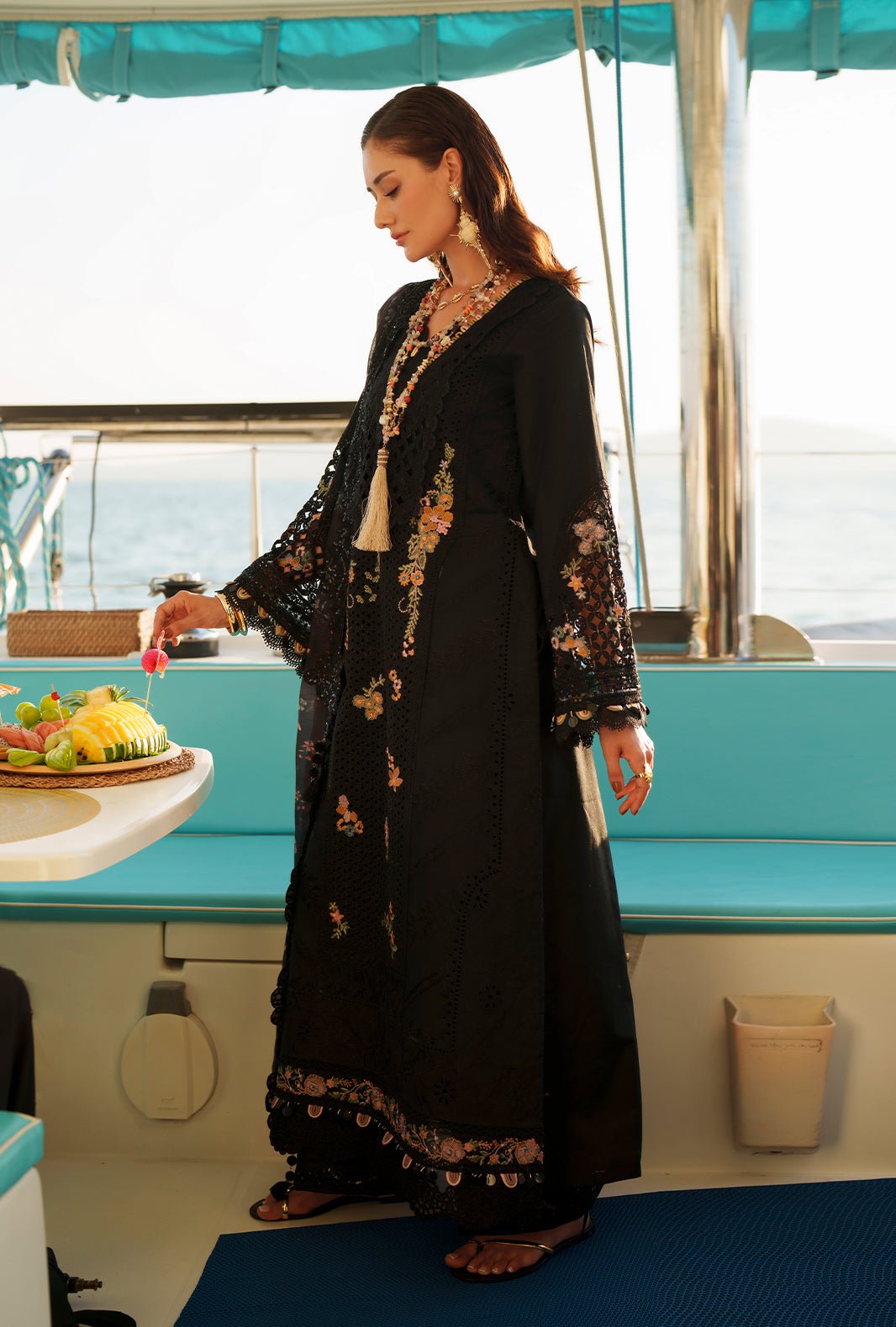 AJR Couture | Evara Luxury Lawn | Riela-Brand:AJR Couture-Type:Ladies Clothes-Black-Lawn-House of Maryam- Buy in UK, USA