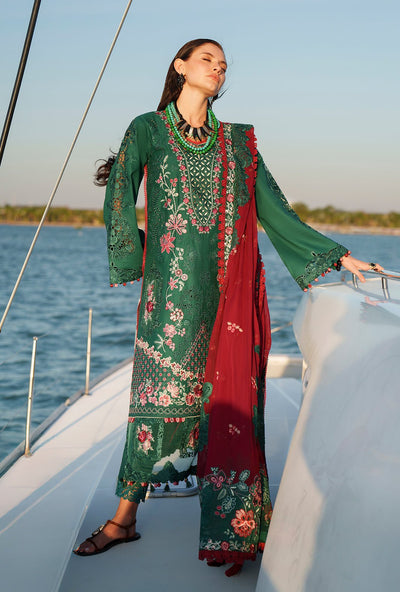 AJR Couture | Evara Luxury Lawn | Yara-Brand:AJR Couture-Type:Ladies Clothes-Bottle Green-Lawn-House of Maryam- Buy in UK, USA