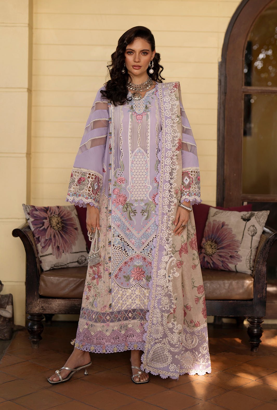 AJR Couture | Evara Luxury Lawn | Zaya-Brand:AJR Couture-Type:Ladies Clothes-Lilac-Lawn-House of Maryam- Buy in UK, USA
