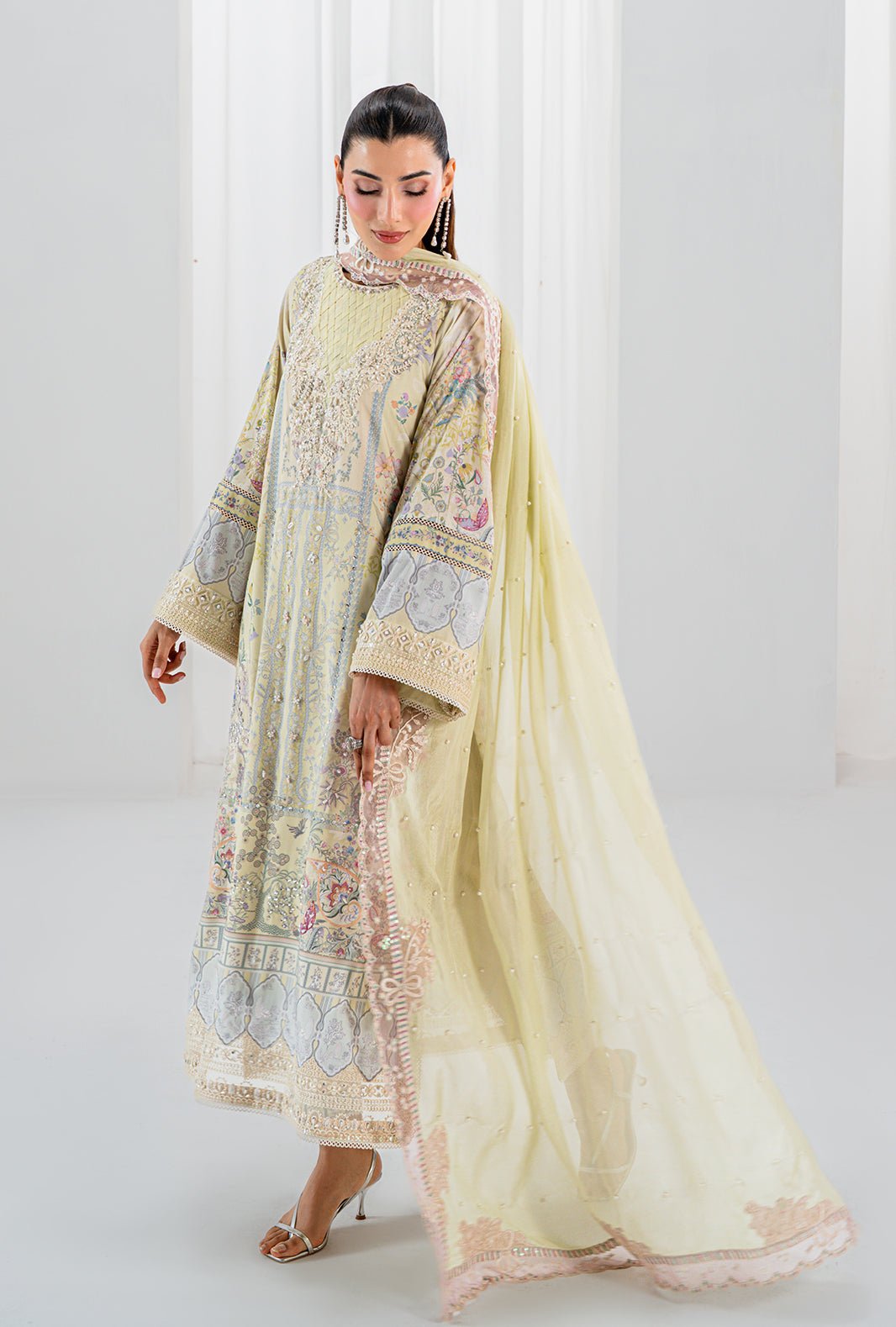 AJR Couture | Luxe Silk 26 | Isra-Brand:AJR Couture-Type:Ladies Clothes-Butter Yellow-Raw Silk-House of Maryam- Buy in UK, USA