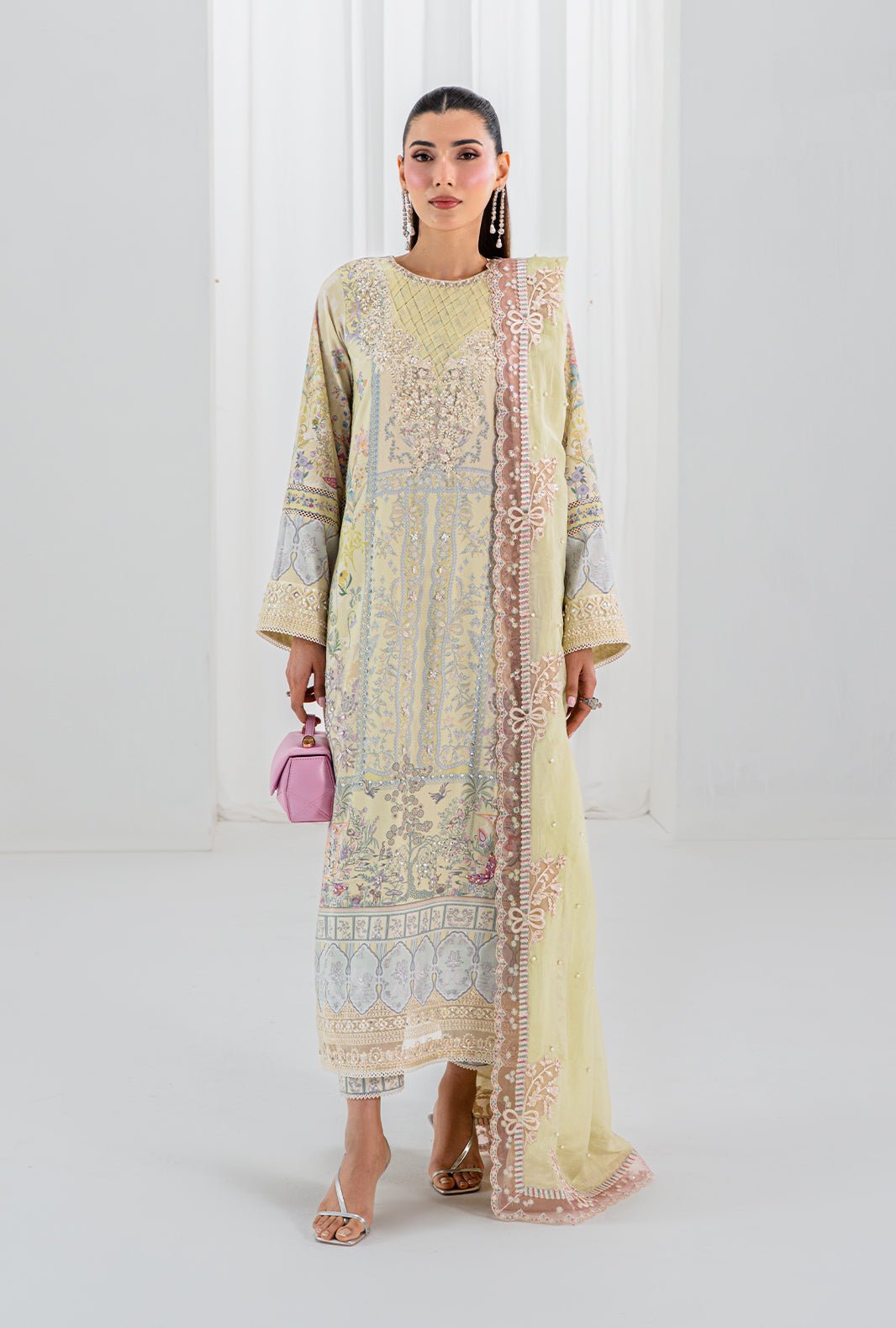 AJR Couture | Luxe Silk 26 | Isra-Brand:AJR Couture-Type:Ladies Clothes-Butter Yellow-Raw Silk-House of Maryam- Buy in UK, USA