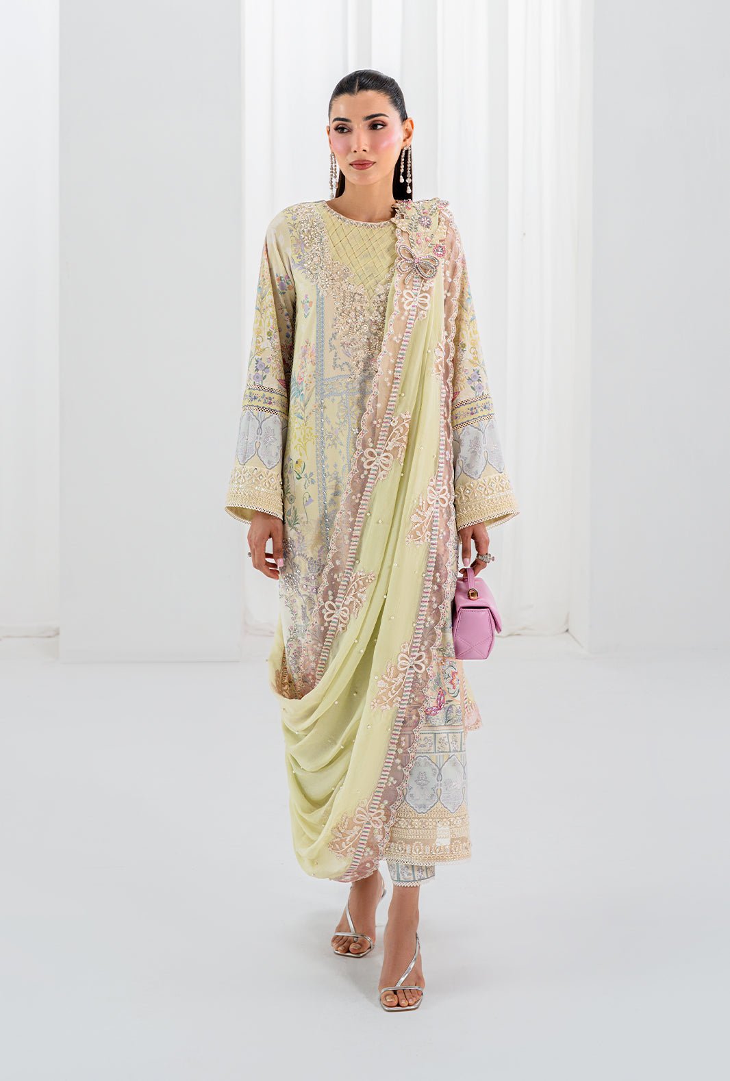 AJR Couture | Luxe Silk 26 | Isra-Brand:AJR Couture-Type:Ladies Clothes-Butter Yellow-Raw Silk-House of Maryam- Buy in UK, USA