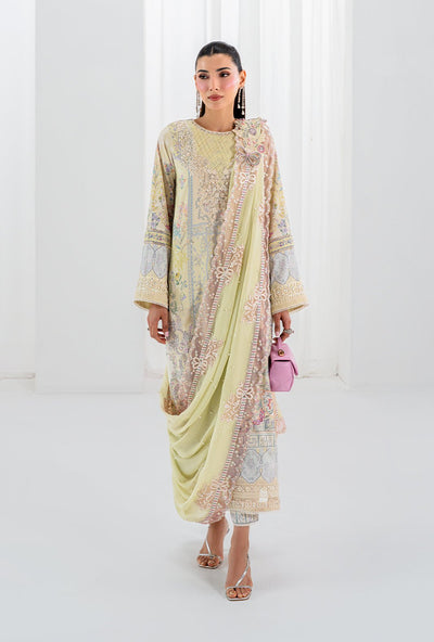 AJR Couture | Luxe Silk 26 | Isra-Brand:AJR Couture-Type:Ladies Clothes-Butter Yellow-Raw Silk-House of Maryam- Buy in UK, USA