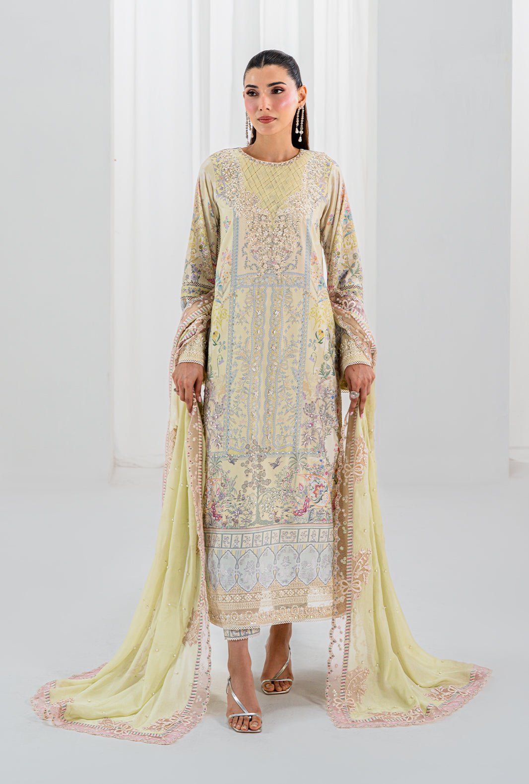 AJR Couture | Luxe Silk 26 | Isra-Brand:AJR Couture-Type:Ladies Clothes-Butter Yellow-Raw Silk-House of Maryam- Buy in UK, USA