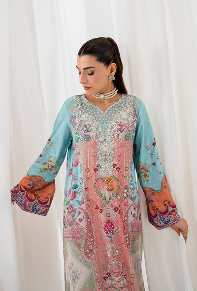 AJR Couture | Luxe Silk 26 | Lyra-Brand:AJR Couture-Type:Ladies Clothes-Ice Blue-Raw Silk-House of Maryam- Buy in UK, USA