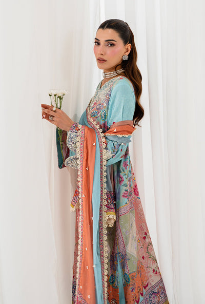 AJR Couture | Luxe Silk 26 | Lyra-Brand:AJR Couture-Type:Ladies Clothes-Ice Blue-Raw Silk-House of Maryam- Buy in UK, USA