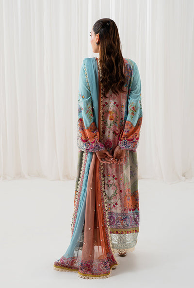 AJR Couture | Luxe Silk 26 | Lyra-Brand:AJR Couture-Type:Ladies Clothes-Ice Blue-Raw Silk-House of Maryam- Buy in UK, USA