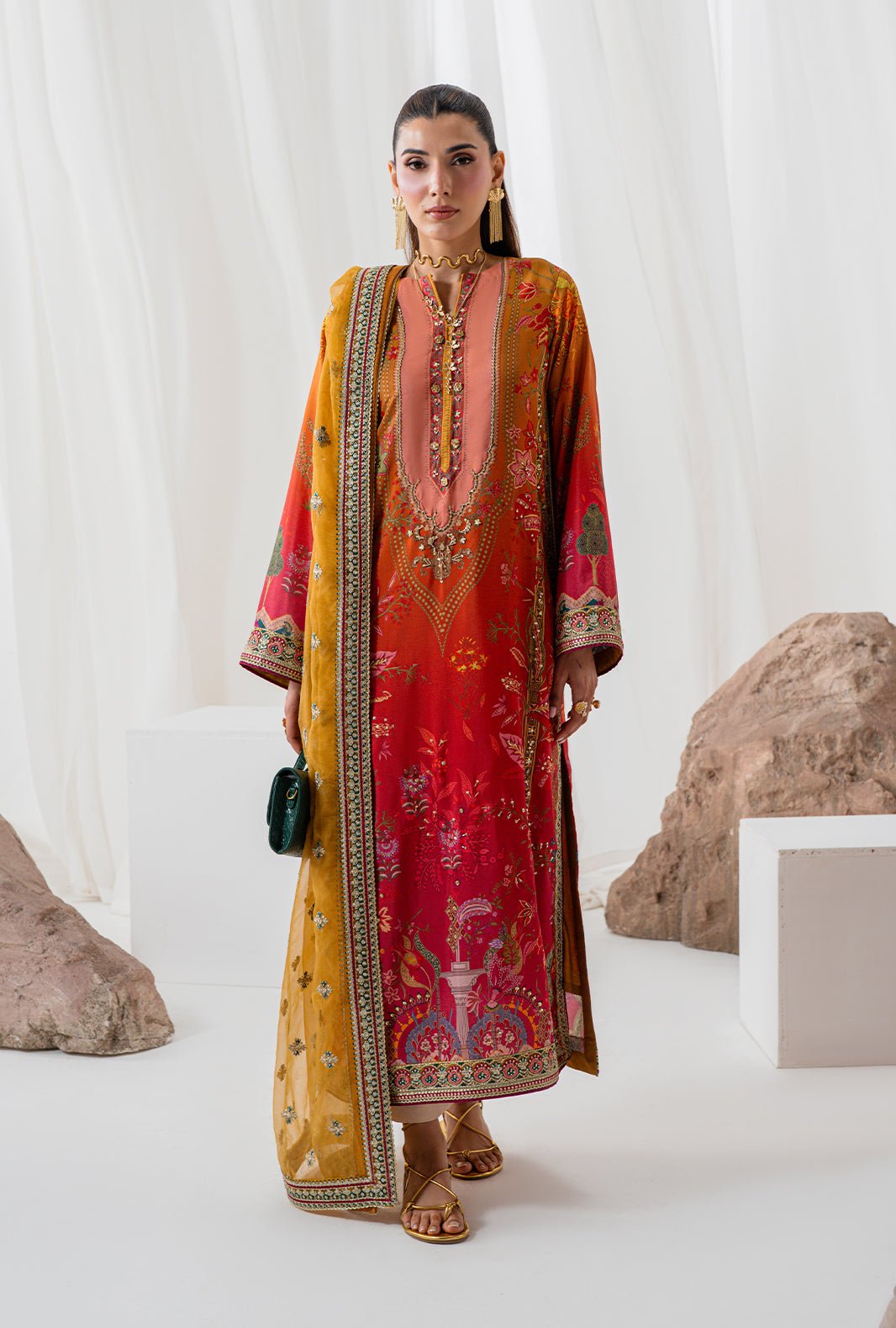 AJR Couture | Luxe Silk 26 | Nova-Brand:AJR Couture-Type:Ladies Clothes-Rust-Crepe Silk-House of Maryam- Buy in UK, USA