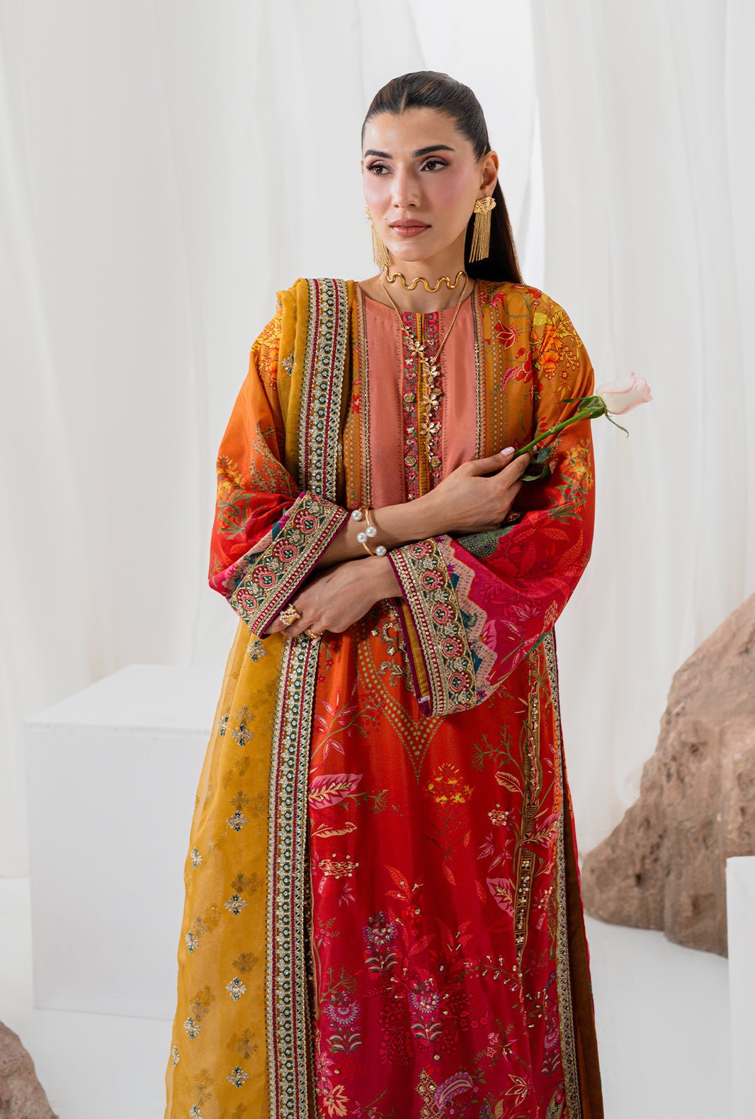 AJR Couture | Luxe Silk 26 | Nova-Brand:AJR Couture-Type:Ladies Clothes-Rust-Crepe Silk-House of Maryam- Buy in UK, USA