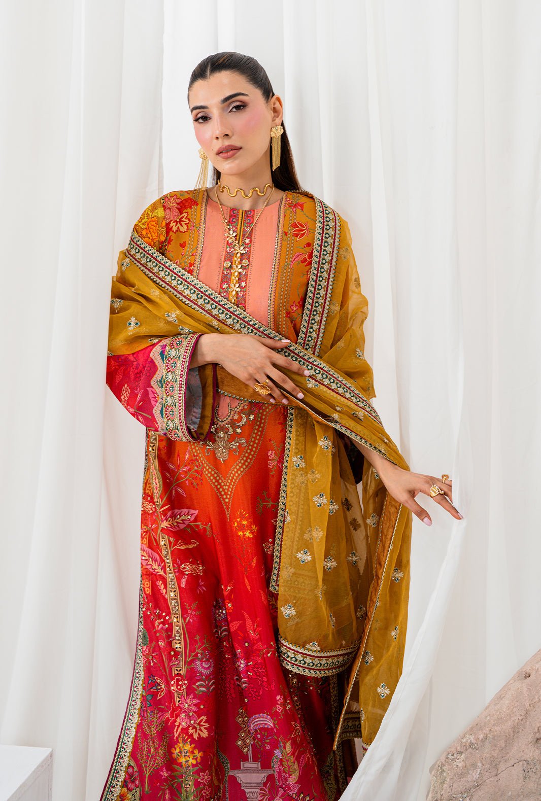 AJR Couture | Luxe Silk 26 | Nova-Brand:AJR Couture-Type:Ladies Clothes-Rust-Crepe Silk-House of Maryam- Buy in UK, USA
