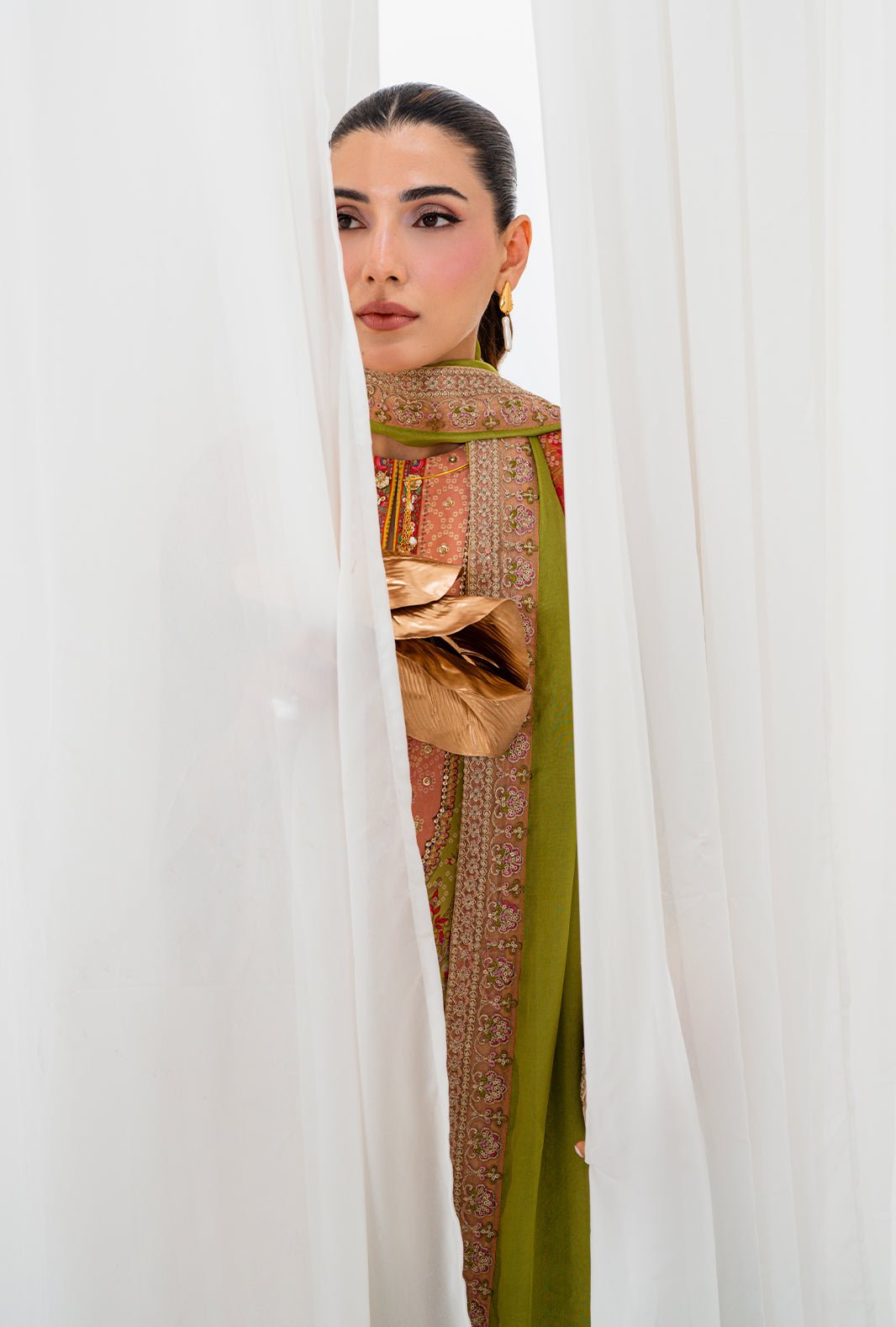 AJR Couture | Luxe Silk 26 | Nyra-Brand:AJR Couture-Type:Ladies Clothes-Grape Green-Crepe Silk-House of Maryam- Buy in UK, USA