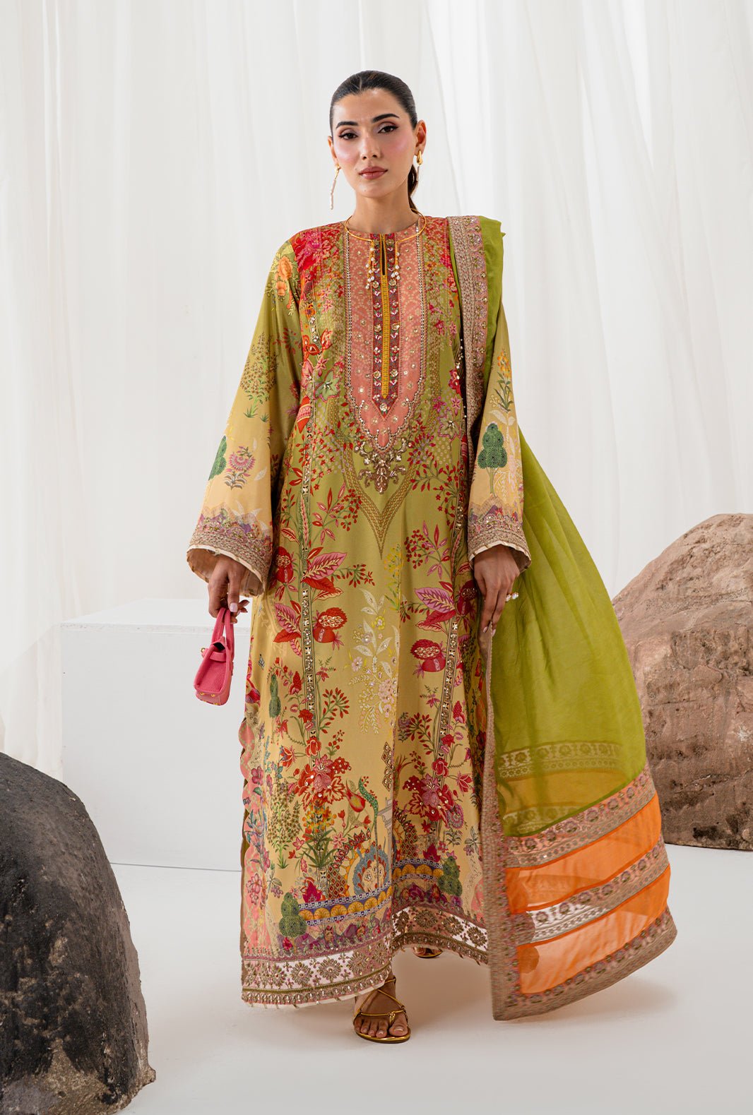 AJR Couture | Luxe Silk 26 | Nyra-Brand:AJR Couture-Type:Ladies Clothes-Grape Green-Crepe Silk-House of Maryam- Buy in UK, USA
