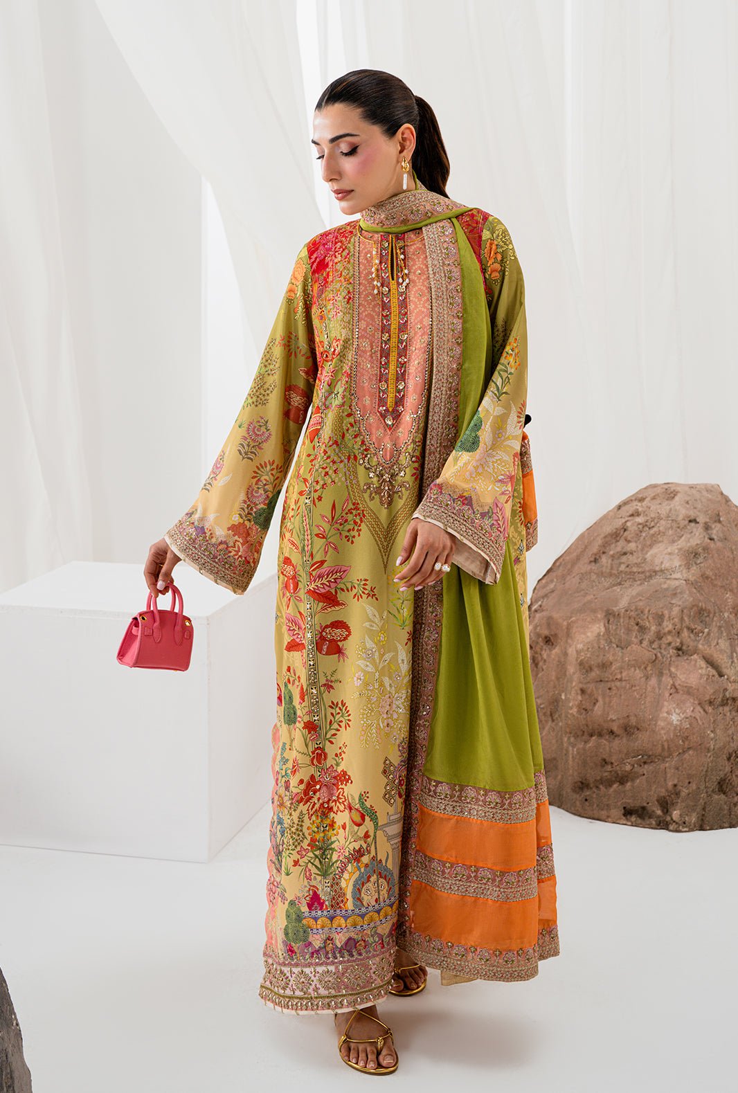 AJR Couture | Luxe Silk 26 | Nyra-Brand:AJR Couture-Type:Ladies Clothes-Grape Green-Crepe Silk-House of Maryam- Buy in UK, USA