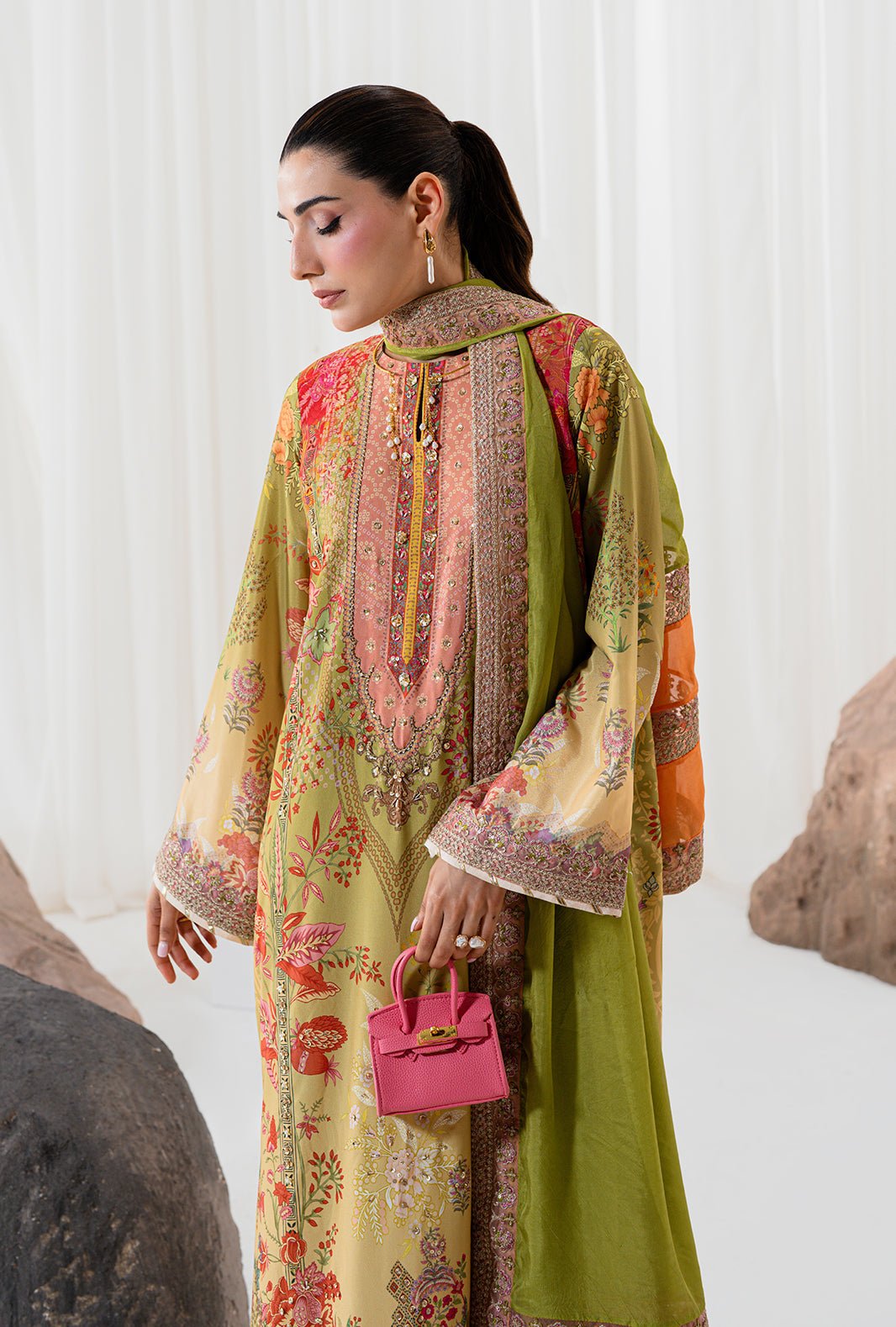 AJR Couture | Luxe Silk 26 | Nyra-Brand:AJR Couture-Type:Ladies Clothes-Grape Green-Crepe Silk-House of Maryam- Buy in UK, USA
