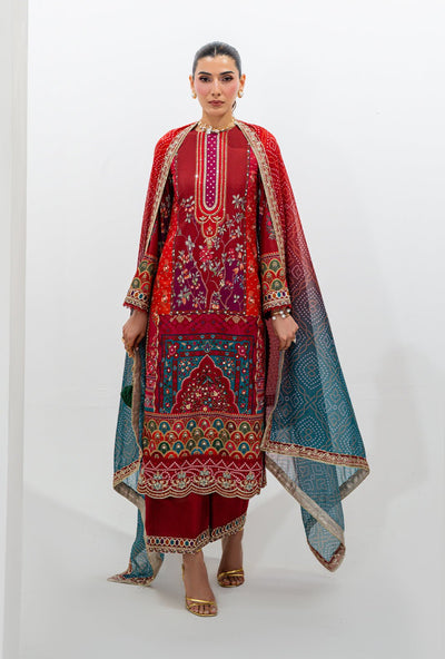 AJR Couture | Luxe Silk 26 | Reve-Brand:AJR Couture-Type:Ladies Clothes-Redish Orange-Crepe Silk-House of Maryam- Buy in UK, USA