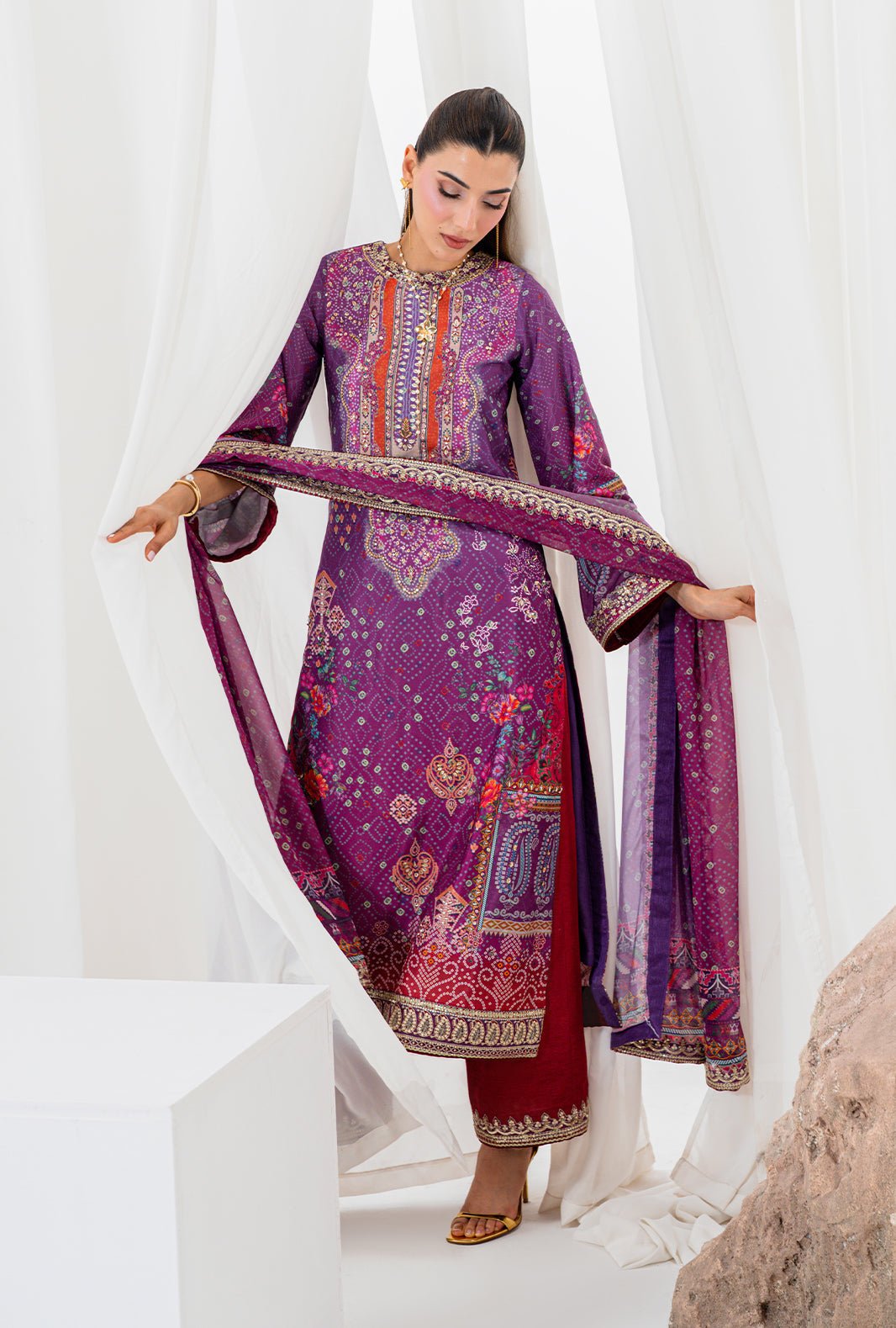 AJR Couture | Luxe Silk 26 | Solis-Brand:AJR Couture-Type:Ladies Clothes-Purple-Crepe Silk-House of Maryam- Buy in UK, USA
