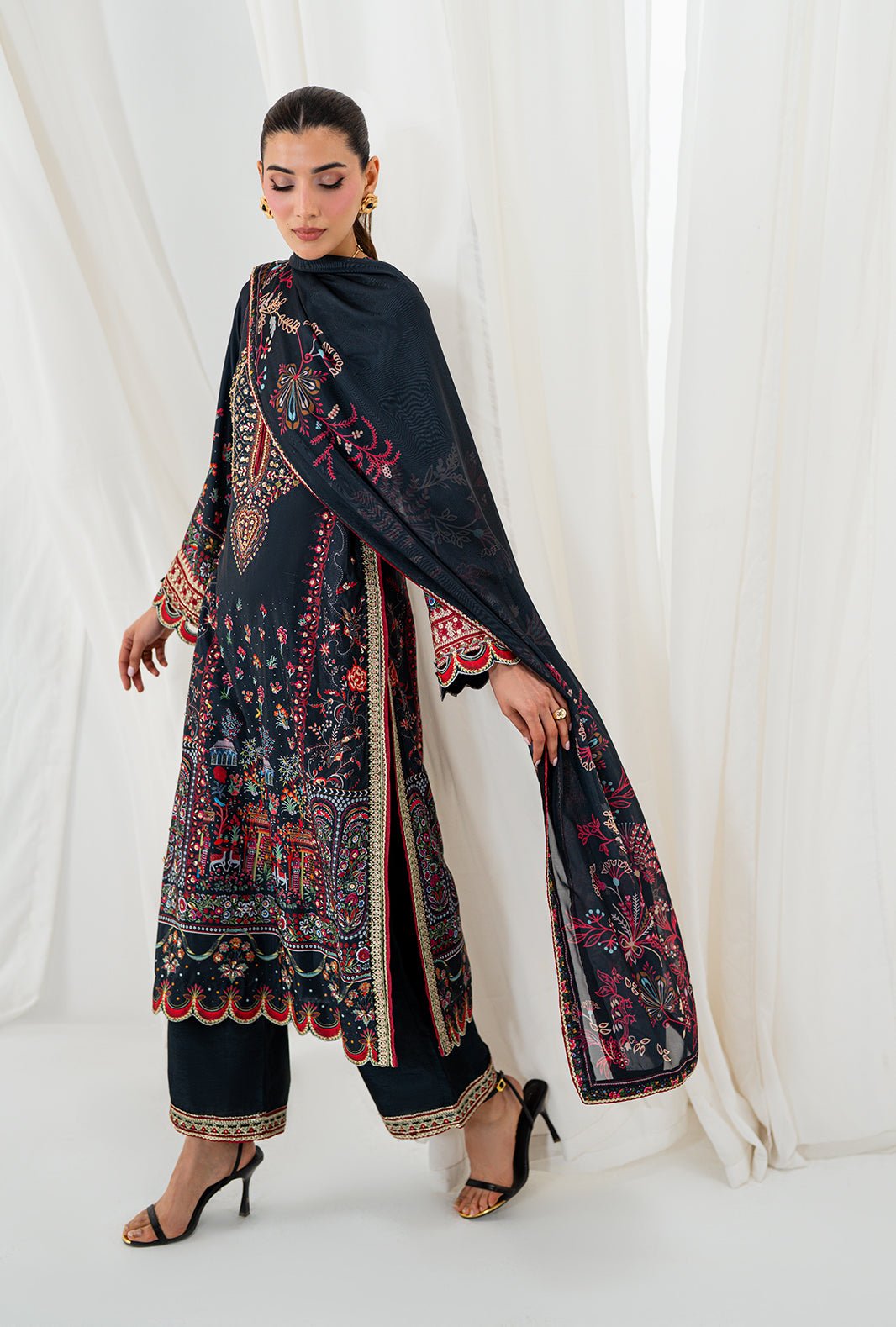 AJR Couture | Luxe Silk 26 | Wren-Brand:AJR Couture-Type:Ladies Clothes-Black-Crepe Silk-House of Maryam- Buy in UK, USA