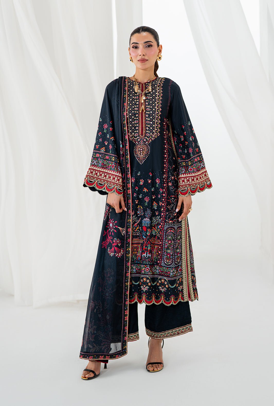 AJR Couture | Luxe Silk 26 | Wren-Brand:AJR Couture-Type:Ladies Clothes-Black-Crepe Silk-House of Maryam- Buy in UK, USA
