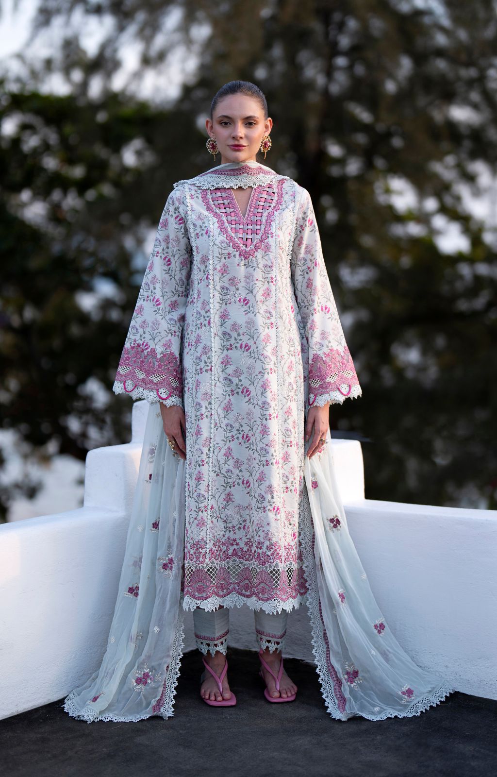 AJR Couture | Printakari Lawn 25 | Blush-Brand:AJR Couture-Type:Ladies Clothes-Ice Blue-Lawn-House of Maryam- Buy in UK, USA