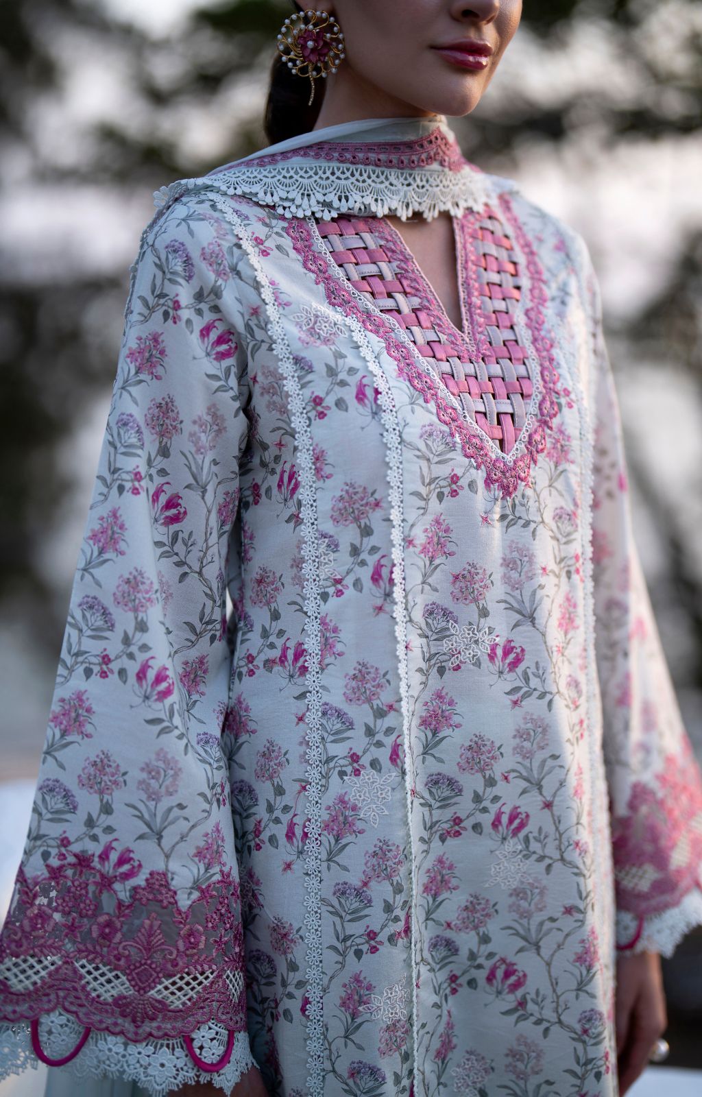 AJR Couture | Printakari Lawn 25 | Blush-Brand:AJR Couture-Type:Ladies Clothes-Ice Blue-Lawn-House of Maryam- Buy in UK, USA