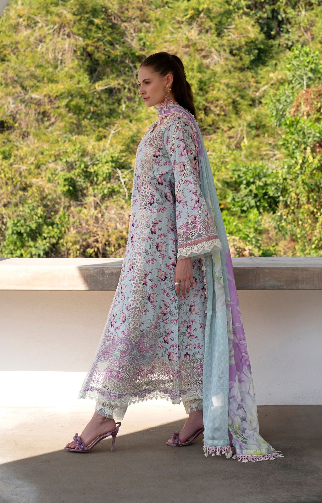 AJR Couture | Printakari Lawn 25 | Charlotte-Brand:AJR Couture-Type:Ladies Clothes-Light Blue-Lawn-House of Maryam- Buy in UK, USA