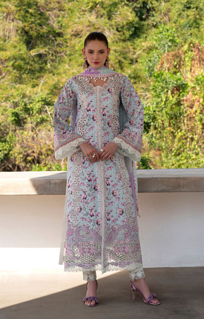 AJR Couture | Printakari Lawn 25 | Charlotte-Brand:AJR Couture-Type:Ladies Clothes-Light Blue-Lawn-House of Maryam- Buy in UK, USA