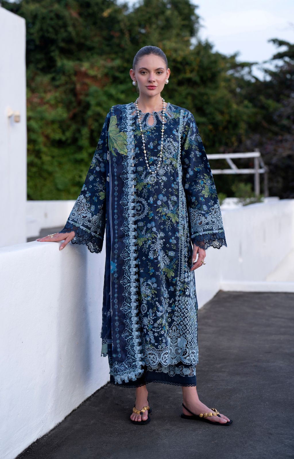 AJR Couture | Printakari Lawn 25 | Eden-Brand:AJR Couture-Type:Ladies Clothes-Deep Blue-Lawn-House of Maryam- Buy in UK, USA