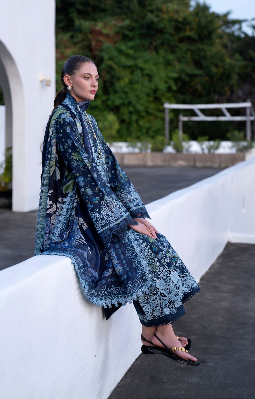 AJR Couture | Printakari Lawn 25 | Eden-Brand:AJR Couture-Type:Ladies Clothes-Deep Blue-Lawn-House of Maryam- Buy in UK, USA