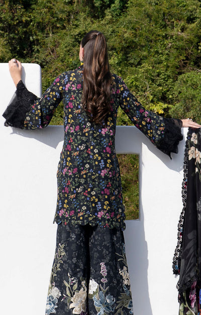 AJR Couture | Printakari Lawn 25 | Midnight Flora-Brand:AJR Couture-Type:Ladies Clothes-Black-Lawn-House of Maryam- Buy in UK, USA
