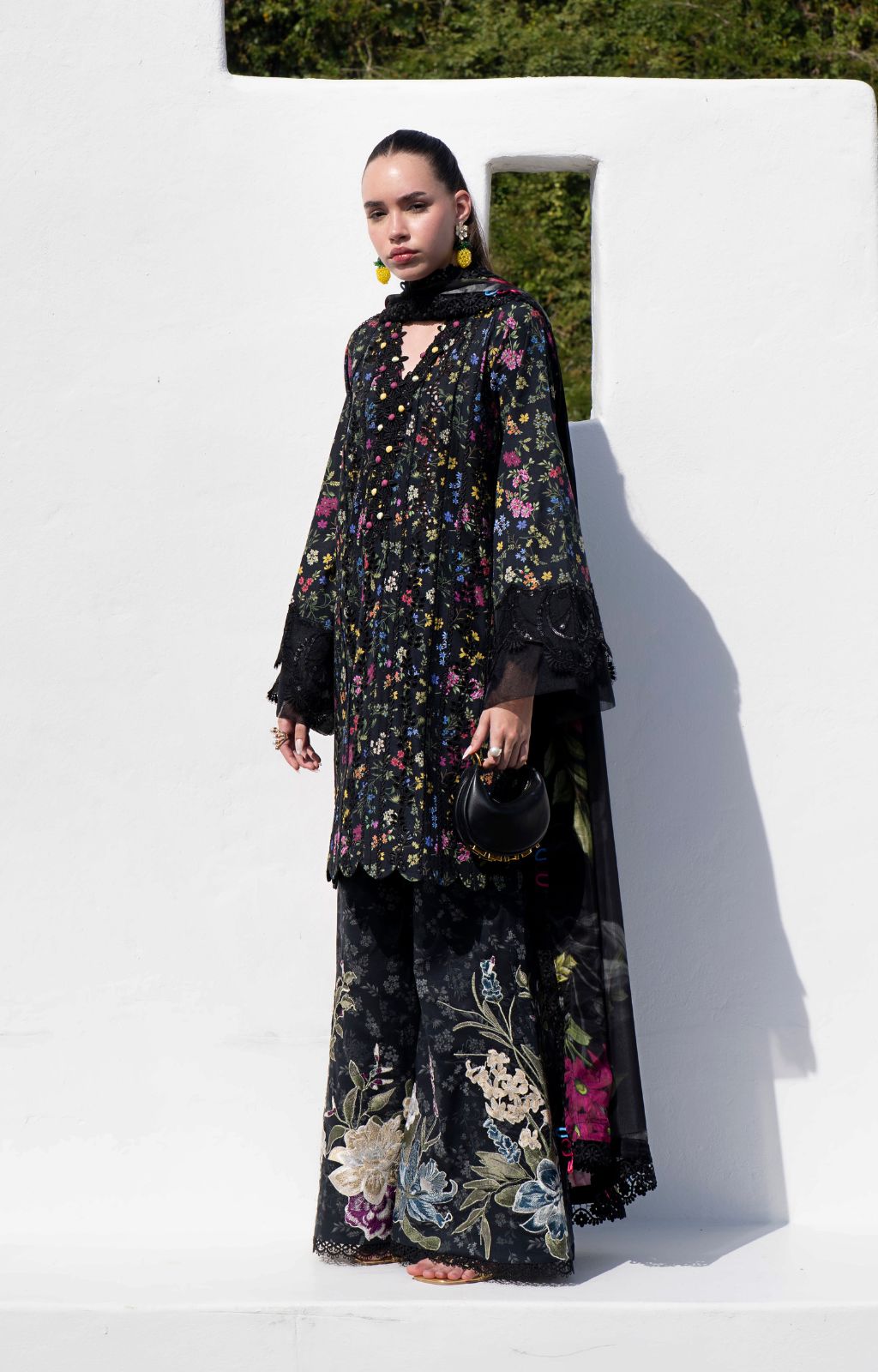 AJR Couture | Printakari Lawn 25 | Midnight Flora-Brand:AJR Couture-Type:Ladies Clothes-Black-Lawn-House of Maryam- Buy in UK, USA