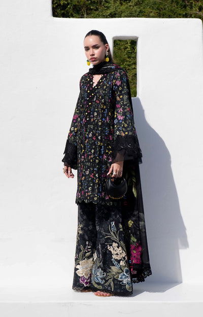 AJR Couture | Printakari Lawn 25 | Midnight Flora-Brand:AJR Couture-Type:Ladies Clothes-Black-Lawn-House of Maryam- Buy in UK, USA