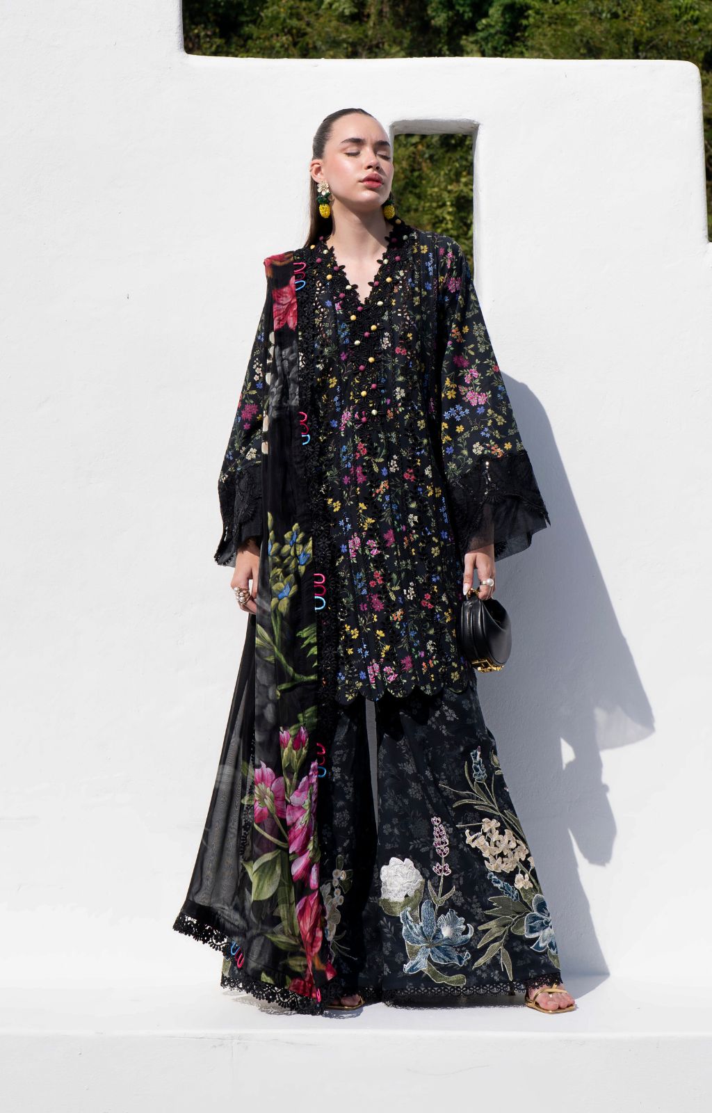AJR Couture | Printakari Lawn 25 | Midnight Flora-Brand:AJR Couture-Type:Ladies Clothes-Black-Lawn-House of Maryam- Buy in UK, USA